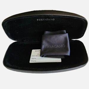 Salvatore Ferragamo large clamshell Sunglass / Eyewear Case (Black) w/ Cloth